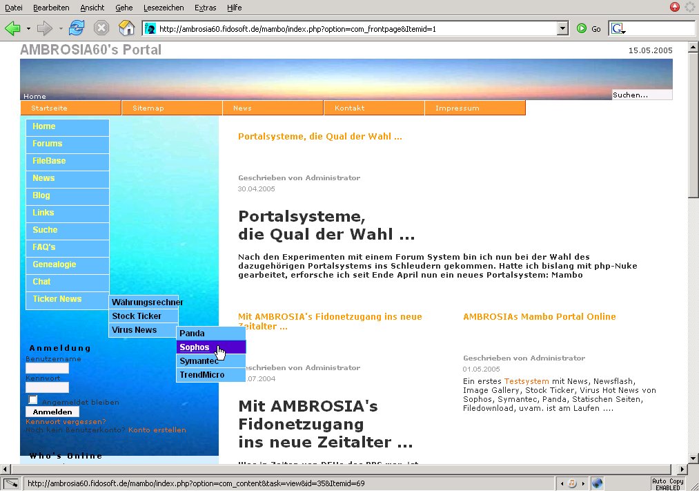 Ambrosia Portal mit Mambo