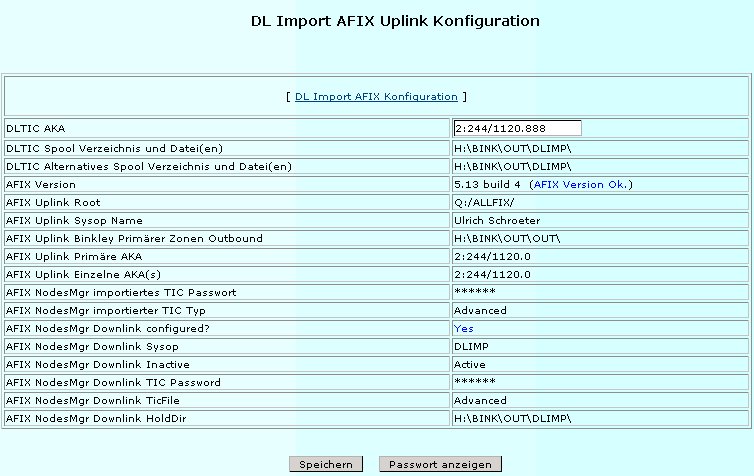 Screenshot PHP-Nuke DLIMP Admin Console Module v1.10, Speicherung Downlink AKA